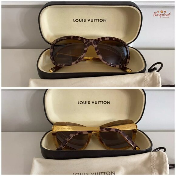 Authentic LOUIS VUITTON Brown/Beige Leopard Spotted Acetate Sunglasses Z0558W - Picture 12 of 12